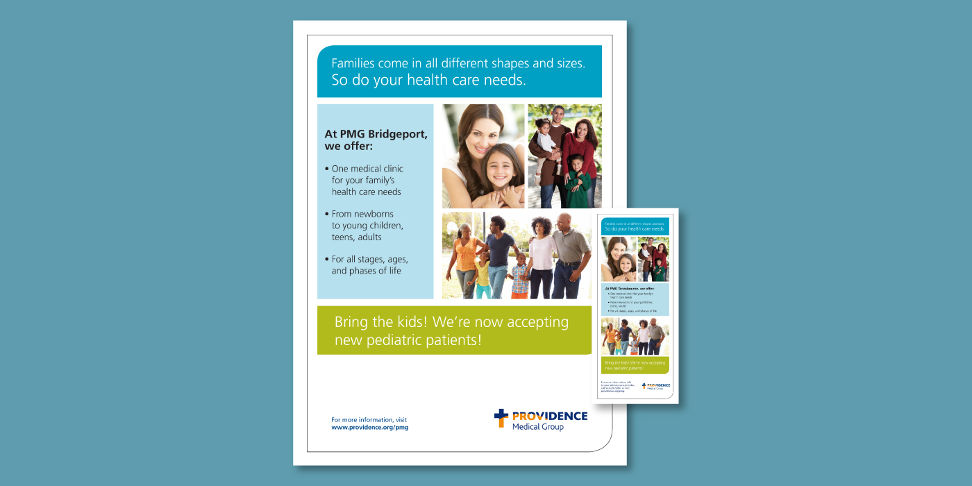 Print collateral consisting of a poster and 4 x9 rack card for Providence Medical Group