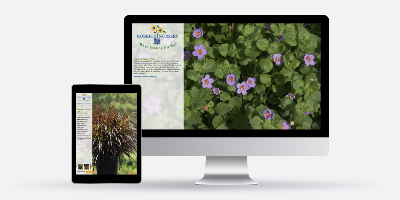 Mobile and desktop views for Robrick Nursery website design