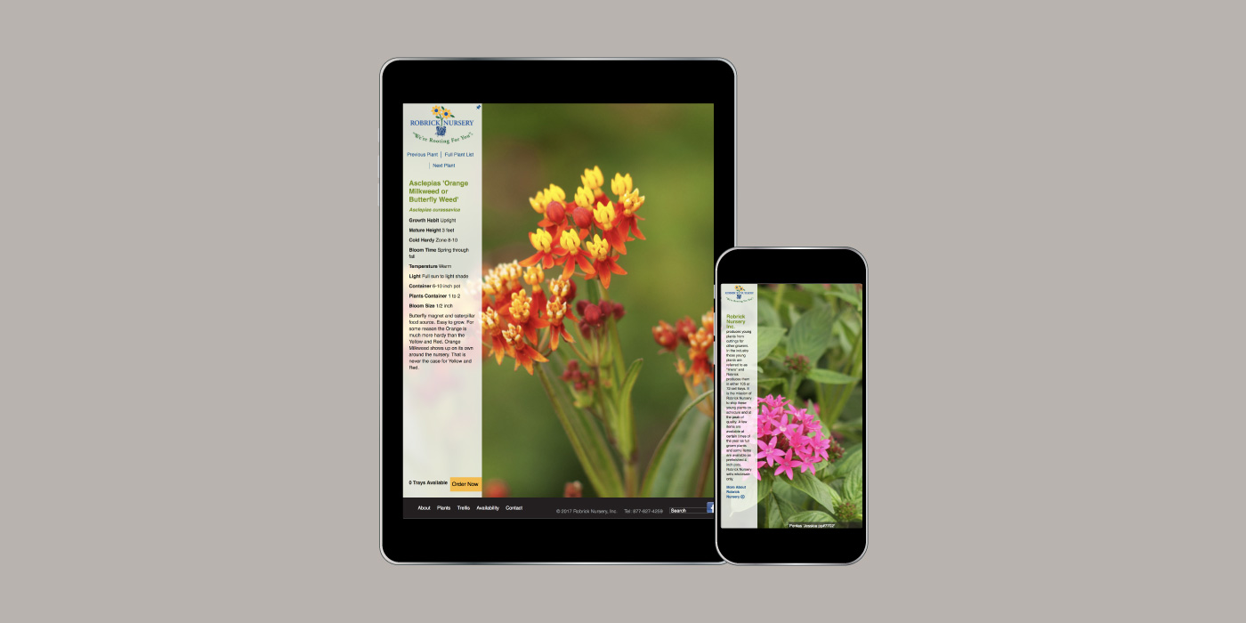 Mobile views for Robrick Nursery website design